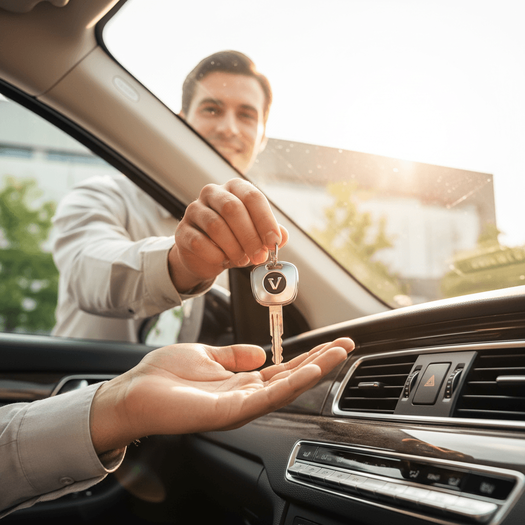 Car keys handed over to a customer